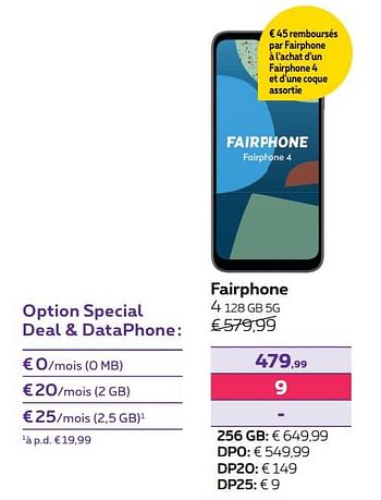 Promotions Fairphone 4 128 gb 5g - Fairphone - Valide de 01/05/2023 à 31/07/2023 chez Proximus