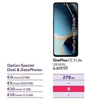 Promotions Oneplus ce 3 lite 128 gb 5g - OnePlus - Valide de 01/05/2023 à 31/07/2023 chez Proximus