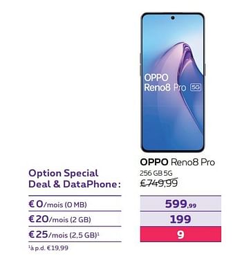 Promotions Oppo reno8 pro 256 gb 5g - Oppo - Valide de 01/05/2023 à 31/07/2023 chez Proximus