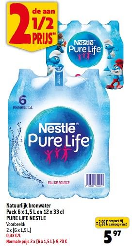 Promoties Natuurlijk bronwater pure life nestle - Nestlé - Geldig van 03/05/2023 tot 09/05/2023 bij Smatch