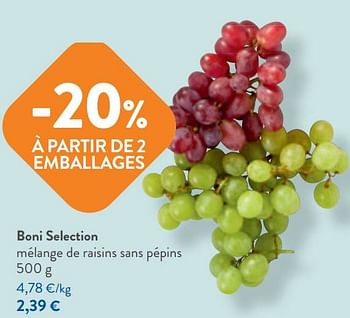 Promotions Boni selection mélange de raisins sans pépins - Boni - Valide de 03/05/2023 à 16/05/2023 chez OKay