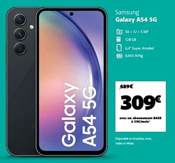 Promotions Samsung galaxy a54 5g - Samsung - Valide de 02/05/2023 à 29/05/2023 chez Base