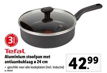 Promoties Aluminium stoofpan met antiaanbaklaag - Tefal - Geldig van 10/05/2023 tot 16/05/2023 bij Lidl