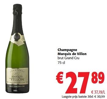 Promoties Champagne marquis de villon brut grand cru - Marquis De Villon - Geldig van 03/05/2023 tot 16/05/2023 bij Colruyt