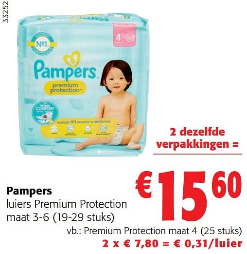 Afspraak Afkorting Extractie Pampers luiers premium protection maat 4 - Pampers - Colruyt - Promoties.be