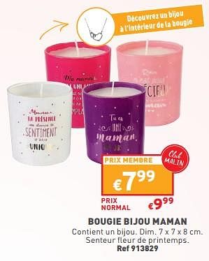 Promotions Bougie bijou maman - Produit maison - Trafic  - Valide de 10/05/2023 à 15/05/2023 chez Trafic