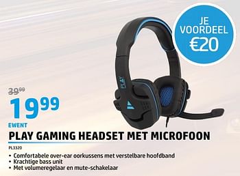 Promoties Ewent play gaming headset met microfoon pl3320 - Ewent - Geldig van 01/05/2023 tot 31/05/2023 bij Auva