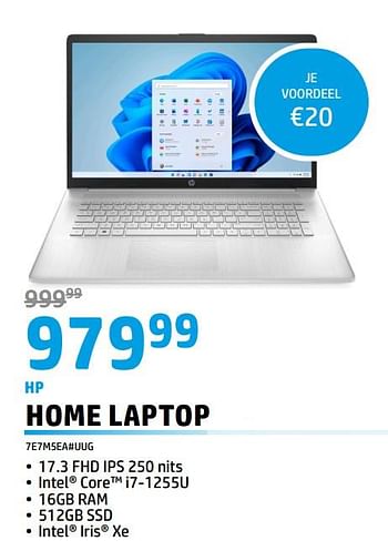 Promoties Hp home laptop 7e7m5ea#uug - HP - Geldig van 01/05/2023 tot 31/05/2023 bij Auva