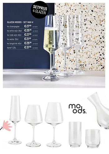 Promotions Glazen moods - set van 4 champagne - Moods - Valide de 01/05/2023 à 31/05/2023 chez Freetime
