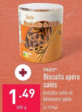 Promotions Biscuits apéro salés - Pirato - Valide de 10/05/2023 à 19/05/2023 chez Aldi