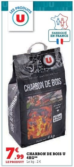 Promotions Charbon de bois u - Produit Maison - Super U - Valide de 03/05/2023 à 14/05/2023 chez Super U