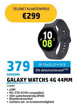 Promoties Samsung galaxy watch5 4g 44mm - Samsung - Geldig van 02/05/2023 tot 31/05/2023 bij Auva