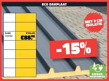 Promoties Eco dakplaat 3m60 - Huismerk - Bouwcenter Frans Vlaeminck - Geldig van 03/05/2023 tot 31/05/2023 bij Bouwcenter Frans Vlaeminck