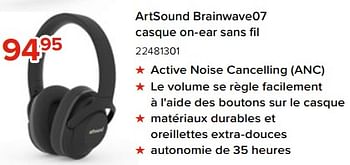 Promotions Artsound brainwave07 casque on-ear sans fil - Artsound - Valide de 06/05/2023 à 11/06/2023 chez Euro Shop