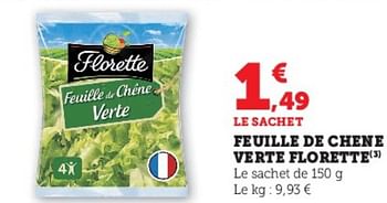 Promotions Feuille de chene verte florette - Florette - Valide de 03/05/2023 à 14/05/2023 chez Super U