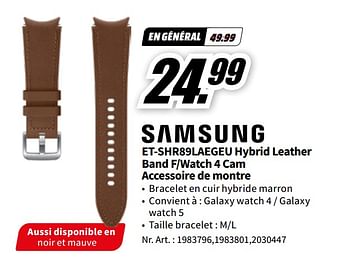 Promotions Et-shr89laegeu hybrid leather band f-watch 4 cam accessoire de montre - Samsung - Valide de 06/05/2023 à 14/05/2023 chez Media Markt