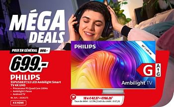 Promotions Philips 55pus8837-12 led ambilight smart tv 4k uhd - Philips - Valide de 06/05/2023 à 14/05/2023 chez Media Markt