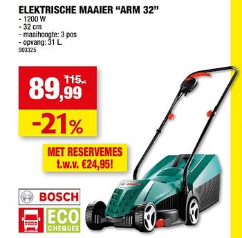 Promoties Bosch elektrische maaier arm 32 - Bosch - Geldig van 03/05/2023 tot 14/05/2023 bij Hubo