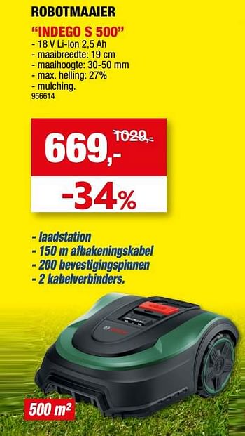 Promotions Bosch robotmaaier indego s 500 - Bosch - Valide de 03/05/2023 à 14/05/2023 chez Hubo