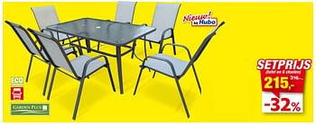 Promoties Tafel en 6 stoelen - Garden Plus  - Geldig van 03/05/2023 tot 14/05/2023 bij Hubo