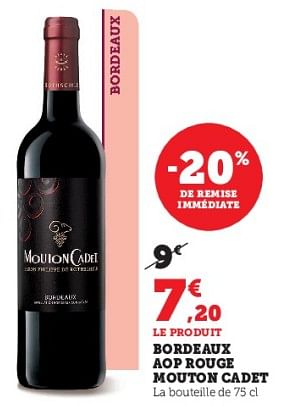 Promotions Bordeaux aop rouge mouton cadet - Vins rouges - Valide de 03/05/2023 à 14/05/2023 chez Super U