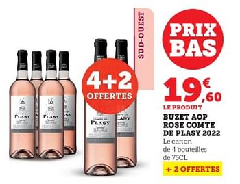 Promotions Buzet aop rose comte de plasy - Vins rosé - Valide de 03/05/2023 à 14/05/2023 chez Super U