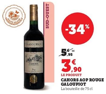 Promotions Cahors aop rouge galoupiot - Vins rouges - Valide de 03/05/2023 à 14/05/2023 chez Super U