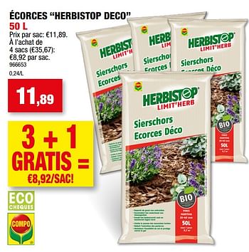 Promotions Écorces herbistop deco - Compo - Valide de 03/05/2023 à 14/05/2023 chez Hubo