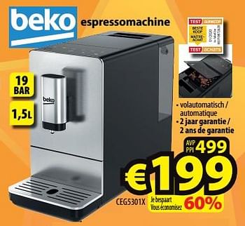 Promotions Beko espressomachine ceg5301x - Beko - Valide de 10/05/2023 à 17/05/2023 chez ElectroStock