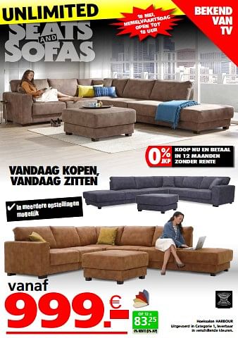 Promoties Hoeksalon harbour - Huismerk - Seats and Sofas - Geldig van 11/05/2023 tot 21/05/2023 bij Seats and Sofas