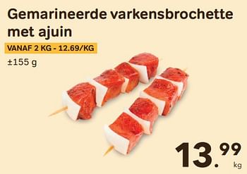 Promoties Gemarineerde varkensbrochette met ajuin - Huismerk - Bon'Ap - Geldig van 26/04/2023 tot 23/05/2023 bij Bon'Ap