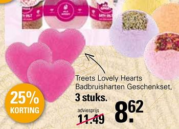 Promoties Treets lovely hearts badbruisharten geschenkset - Treets - Geldig van 28/04/2023 tot 15/05/2023 bij De Online Drogist