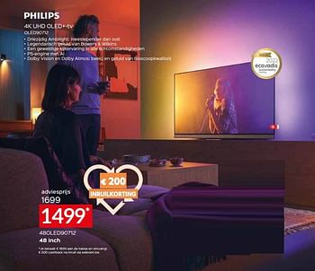 Promoties Philips 4k uhd oled+-tv 48oled90712 - Philips - Geldig van 05/05/2023 tot 03/06/2023 bij Selexion