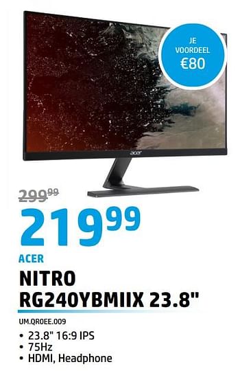Promoties Acer nitro rg240ybmiix 23.8`` - Acer - Geldig van 01/05/2023 tot 31/05/2023 bij VCD