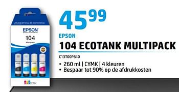 Promoties Epson 104 ecotank multipack - Epson - Geldig van 01/05/2023 tot 31/05/2023 bij VCD