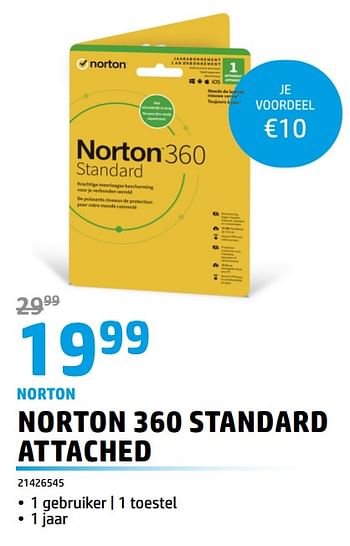 Promoties Norton norton 360 standard attached - Norton - Geldig van 01/05/2023 tot 31/05/2023 bij VCD