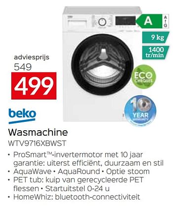 Promoties Beko wasmachine wtv9716xbwst - Beko - Geldig van 05/05/2023 tot 03/06/2023 bij Selexion