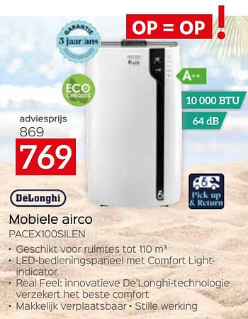 Promoties Delonghi mobiele airco pacex100silen - Delonghi - Geldig van 05/05/2023 tot 03/06/2023 bij Selexion