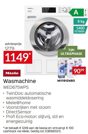 Promoties Miele wasmachine wed675wps - Miele - Geldig van 05/05/2023 tot 03/06/2023 bij Selexion