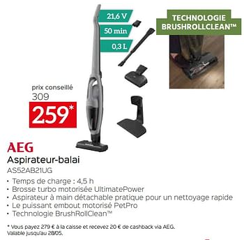 Promotions Aeg aspirateur-balai as52ab21ug - AEG - Valide de 05/05/2023 à 03/06/2023 chez Selexion
