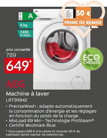 Promotions Aeg machine à laver lr73r842 - AEG - Valide de 05/05/2023 à 03/06/2023 chez Selexion