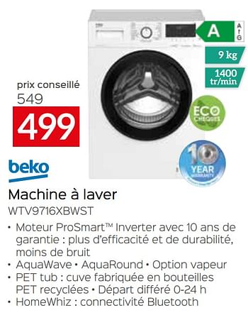 Promotions Beko machine à laver wtv9716xbwst - Beko - Valide de 05/05/2023 à 03/06/2023 chez Selexion