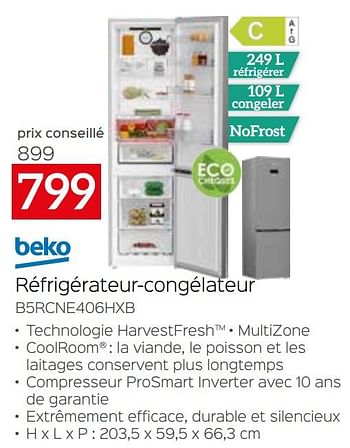 Promotions Beko réfrigérateur-congélateur b5rcne406hxb - Beko - Valide de 05/05/2023 à 03/06/2023 chez Selexion