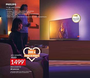 Promotions Philips tv 4k uhd oled+ 48oled90712 - Philips - Valide de 05/05/2023 à 03/06/2023 chez Selexion