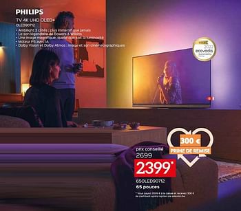 Promotions Philips tv 4k uhd oled+ 65oled90712 - Philips - Valide de 05/05/2023 à 03/06/2023 chez Selexion