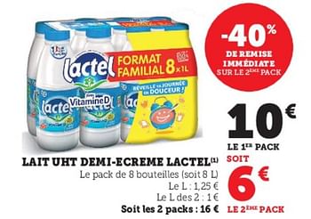 Promoties Lait uht demi-ecreme lactel - Lactel - Geldig van 03/05/2023 tot 14/05/2023 bij Super U