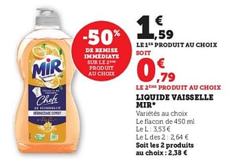 Promotions Liquide vaisselle mir - Mir - Valide de 03/05/2023 à 14/05/2023 chez Super U