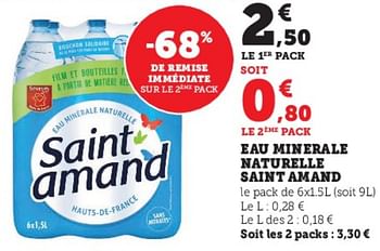 Promotions Eau minerale naturelle saint amand - Saint amand - Valide de 03/05/2023 à 14/05/2023 chez Super U