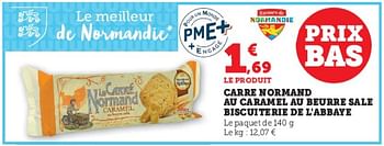 Promotions Carre normand au caramel au beurre sale biscuiterie de l`abbaye - Biscuiterie de l'Abbaye - Valide de 03/05/2023 à 14/05/2023 chez Super U