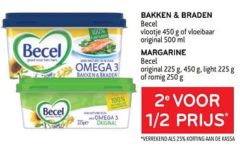 Promoties Bakken + braden becel + margarine becel 2e voor 1-2 prijs - Becel - Geldig van 17/05/2023 tot 30/05/2023 bij Alvo